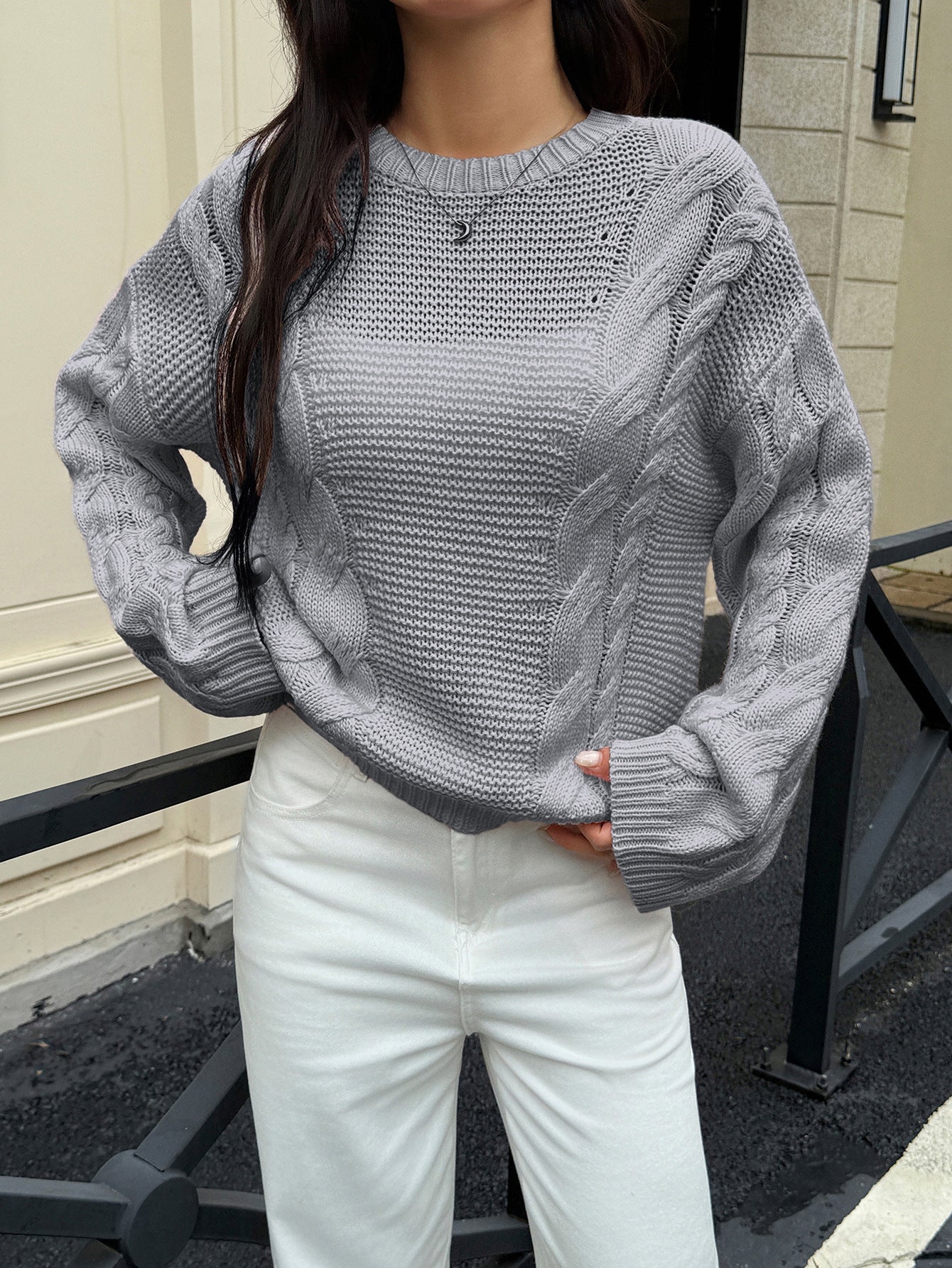 Leisure Minimalist Long Sleeve Sweaters Women's Clothing