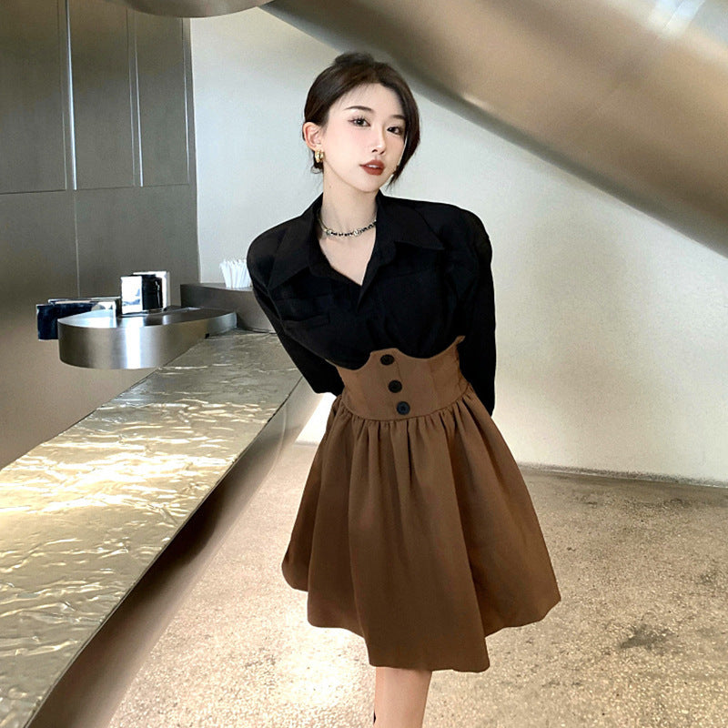 High-end Light Luxury Wear With Sweet And Spicy Skirt Two-piece Suit